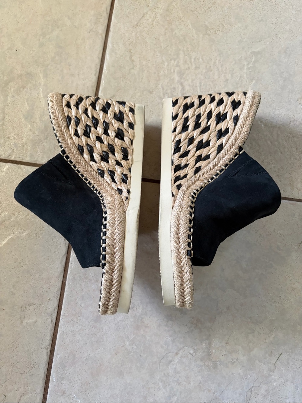 Vince Camuto Brissia Black Suede Espadrille Wedge Sandal Mules - Picture 3 of 6